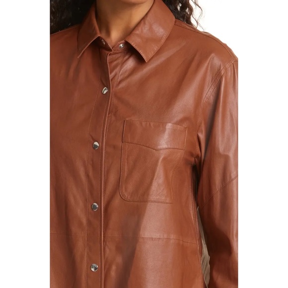 Rag & Bone Women Jack Leather Button Down Shirt in Large - Picture 5 of 17